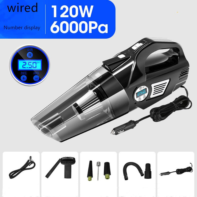 Premium 4-in-1 car vacuum cleaner with digital display and tire pressure monitor