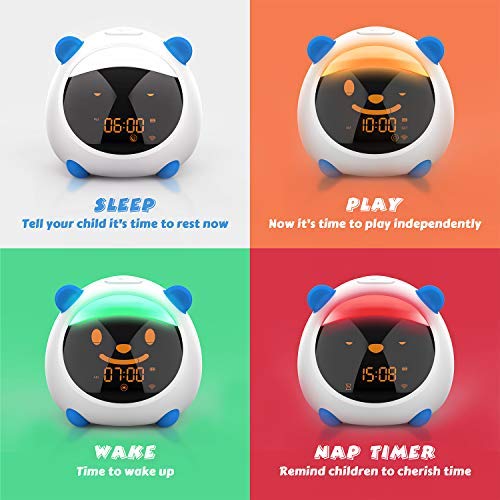 Colorful kids bedside alarm clock with large display