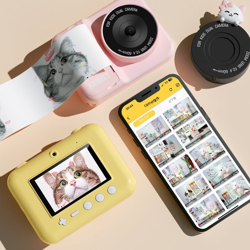 Mini digital camera designed for children with fun thermal paper