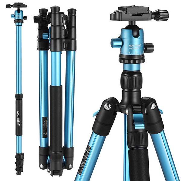 CT62 Portable Mobile Phone Camera Tripod in blue, black, and orange colors