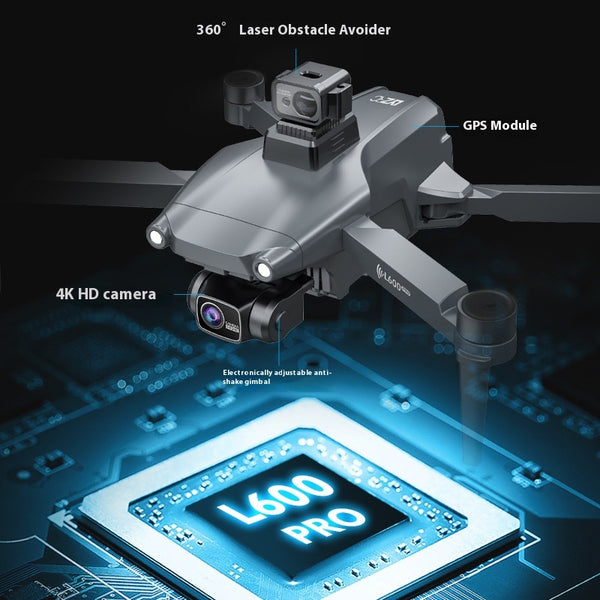 L600PRO Clear Folding Four-Axis Flight Remote Control Drone in Black