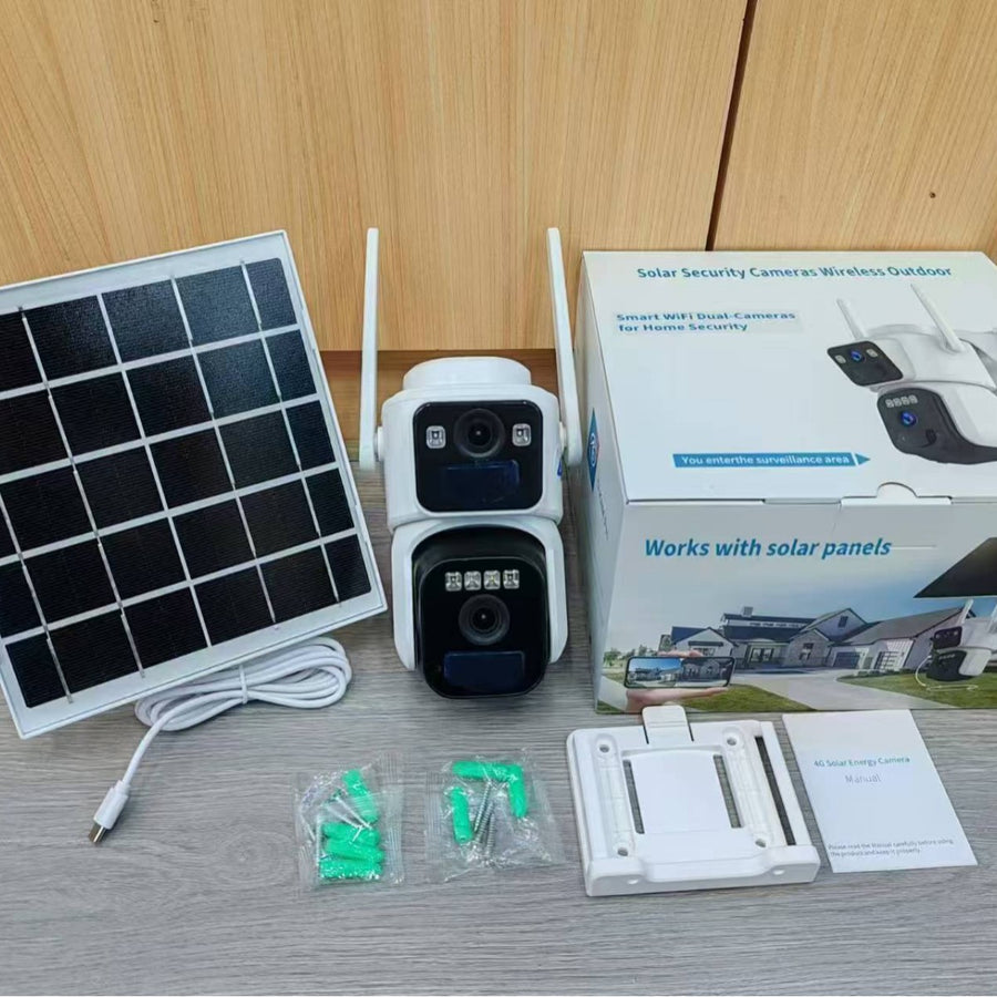 Dual-Lens 4G Solar Surveillance Camera for Outdoor Monitoring